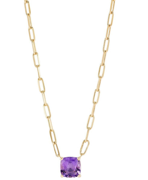Macy's amethyst Paperclip Link 18" Pendant Necklace (1-5/8 ct. t.w.) in Gold-Plated Sterling Silver (Also in Lab-Created Ruby & Swiss Blue Topaz)