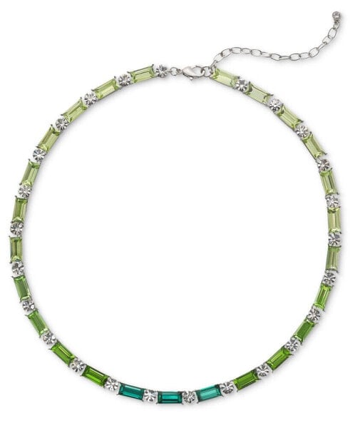 On 34th silver-Tone Round & Tonal Baguette Crystal Tennis Necklace, 16" + 3" extender, Created for Macy's