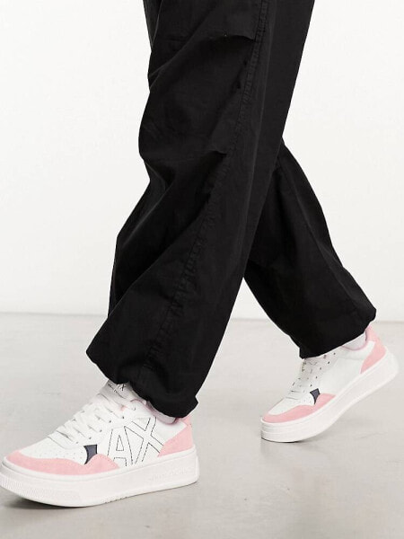 Armani Exchange trainers in white and pink