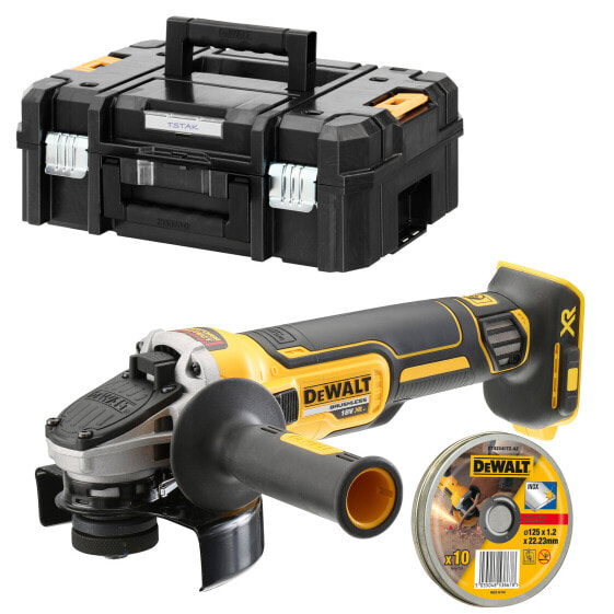 DeWALT Akku-Winkelschleifer-Set DCG405NT-XJ ohne Akku/Lader +10 Trennscheiben