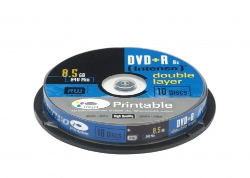 Intenso 1x10 DVD+R 8.5GB 8x Double Layer printable - DVD+R DL - 120 mm - Printable - Cakebox - 10 pc(s) - 8.5 GB