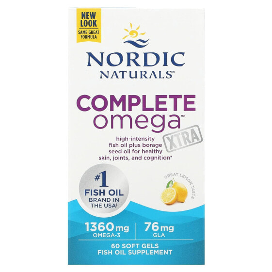 Омега-3 жидкий Nordic Naturals Omega Xtra, Лимон, 1,360 мг, 60 мягких желатиновых капсул (по 680 мг в каждой капсуле)