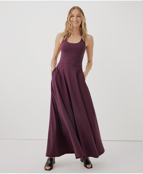 Women's Fit & Flare Open Back Maxi Dress