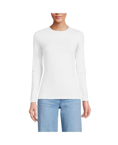 Petite Lightweight Jersey Skimming Long Sleeve Crew Neck T-shirt