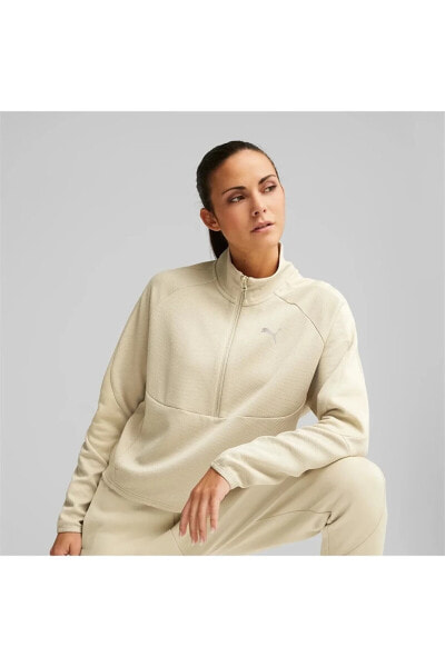 Толстовка женская PUMA Evostrıpe Half-zip Crew Bej Sweatshirt