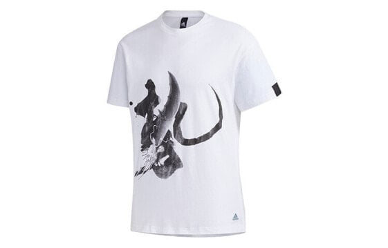 adidas 运动型格圆领短袖T恤 男款 白色 / Футболка Adidas T featured_tops -