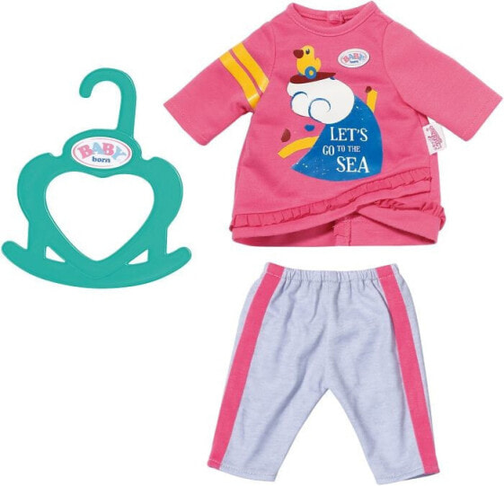 Набор одежды для куклы Baby Born( 36 см) от ZAPF. Серые спортивные штаны и розовая рубашка. С 2 лет.