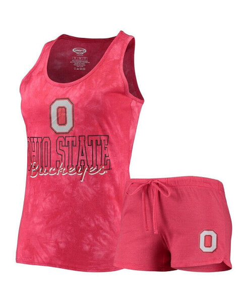 Women's Scarlet Ohio State Buckeyes Billboard Tie-Dye Tank Top and Shorts Set