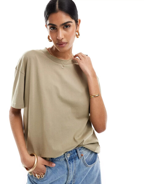 ASOS DESIGN oversized t-shirt in washed khaki