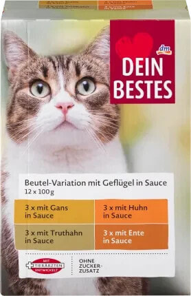 Nassfutter Katze Geflügel in Sauce, Multipack (12x100 g), 1200 g