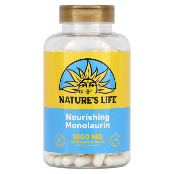 Nature's Life, питательный монолаурин, 500 мг, 90 капсул