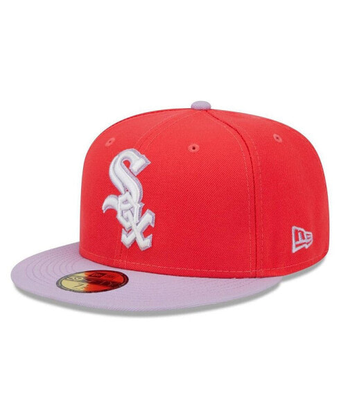 Головной убор New Era Chicago White Sox красный и лавандовый, весенний двухцветный 59FIFTY "Two-Tone" для мужчин