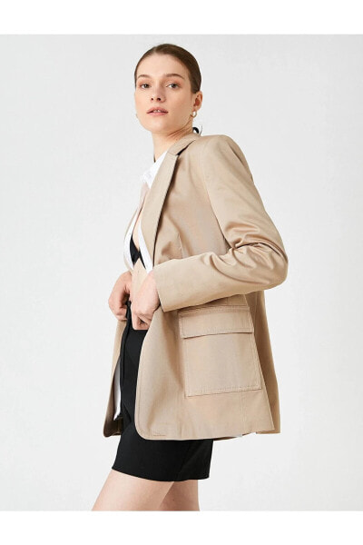 Куртка для женщин Koton Однокнопочная с карманами из хлопка