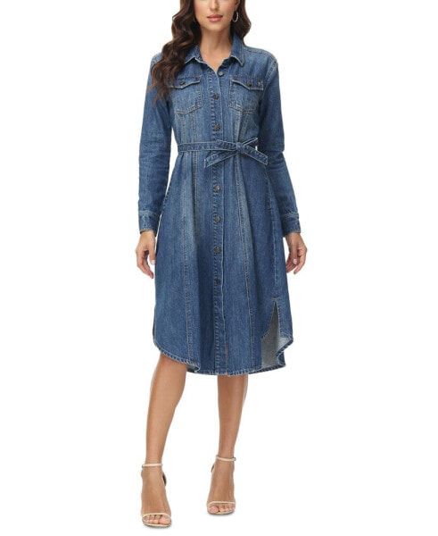 Платье джинсовое с поясом Frye Women's Denim Midi Long-Sleeve