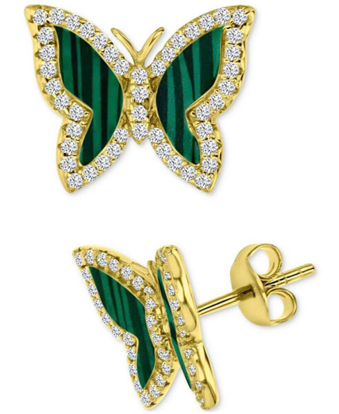 Серьги Macy's Malachite & Cubic Zirconia Butterfly