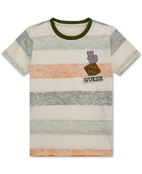 Big Boys Striped Cotton Logo Appliqué T-Shirt