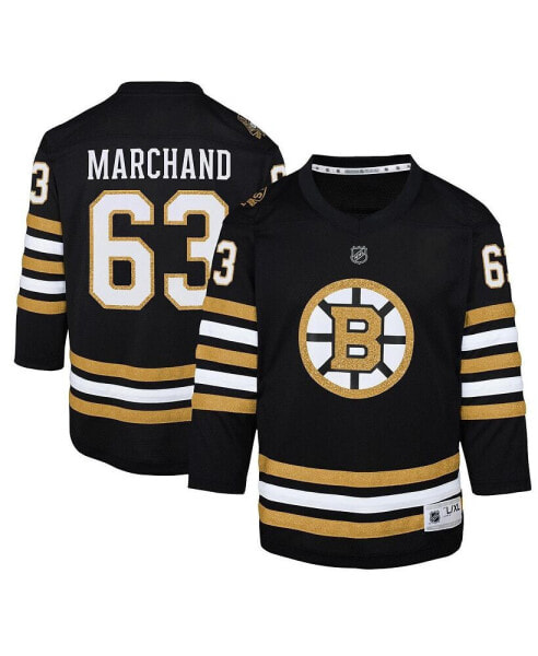 Big Boys Brad Marchand Black Boston Bruins 100th Anniversary Replica Player Jersey