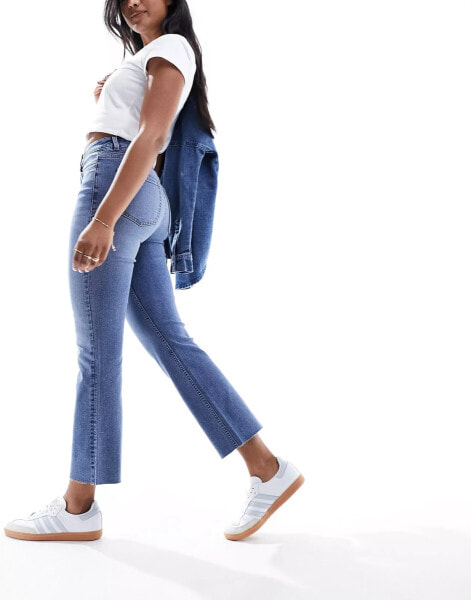 New Look kick flare jean in mid blue