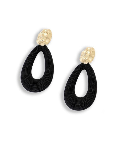 Women's Black Teardrop Dented Drop Earrings