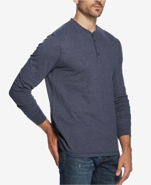 Men's Long Sleeve Brushed Jersey Henley T-shirt