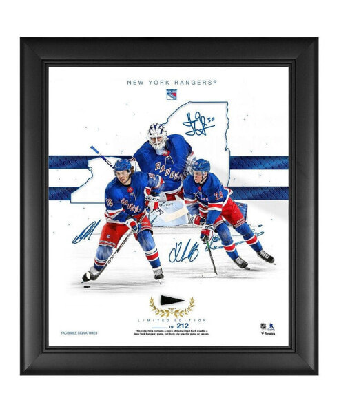 New York Rangers Framed 15" x 17" Franchise Foundations Collage with a Piece of Game Used Puck - Limited Edition of 212