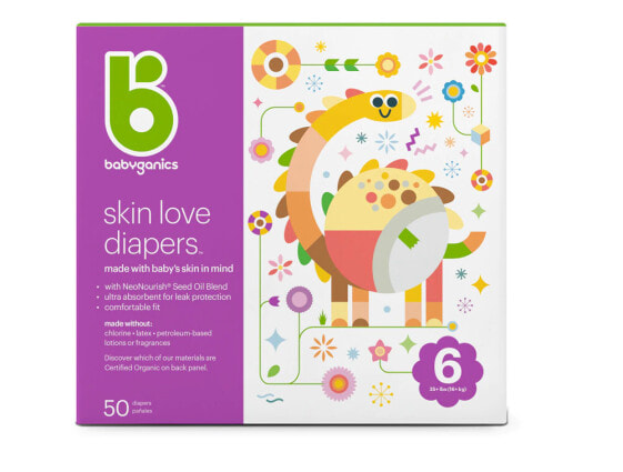 Подгузники Babyganics Skin Love, размер 6 - упаковка из 50