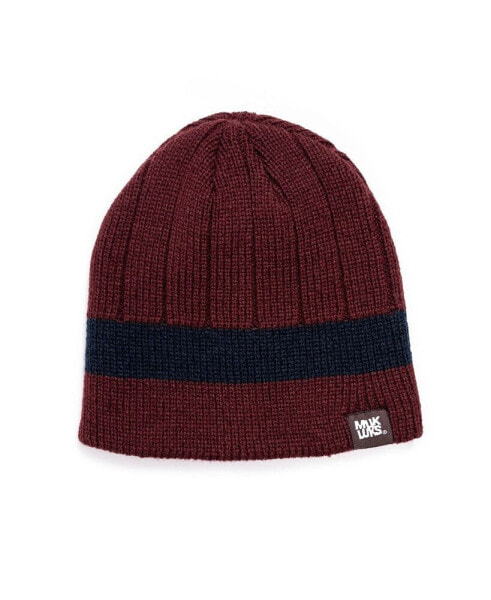 Men's Ribbed Beanie, Oxblood/Navy, One Size