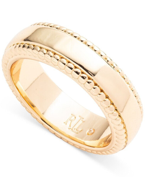 Gold-Tone Textured Edge Band Ring