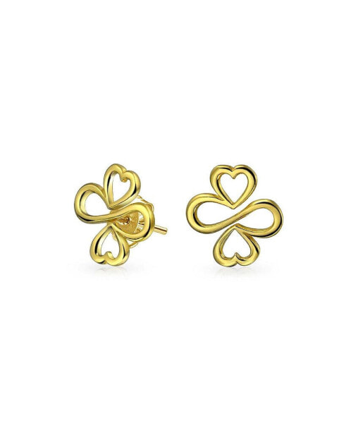 Ayllu Amulet Talisman Inspirational Intertwine Symbol Heart Infinity Clover For Love Luck Unity Stud Earrings For Women Gold Plated Sterling Silver