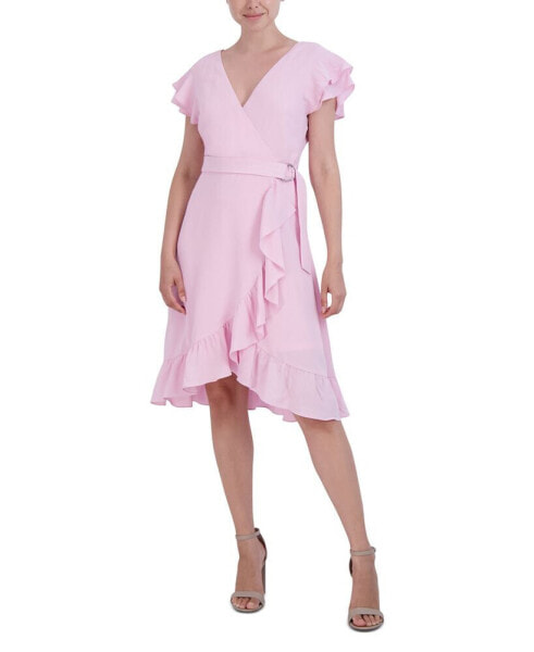 Women's Ruffled Flutter-Sleeve Dress