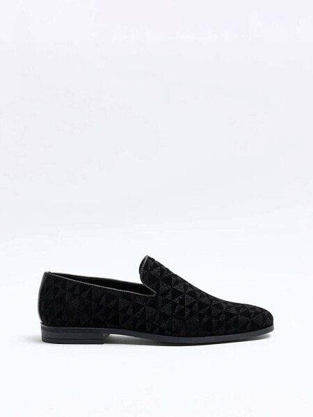 River Island wedding velvet loafer in black