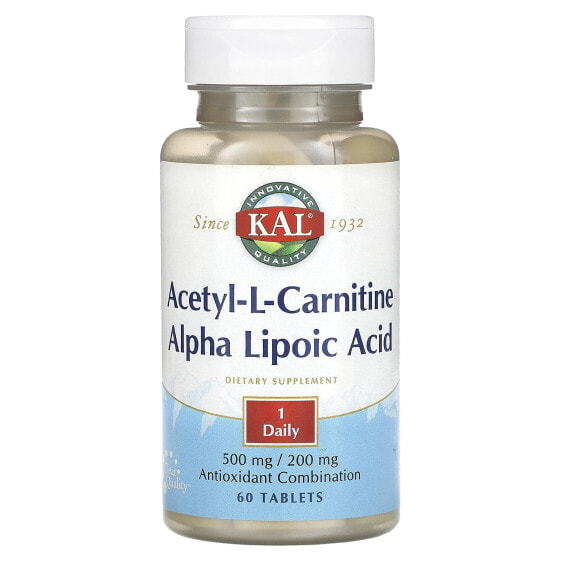 KAL, Ацетил-L-карнитин и альфа-липоевая кислота, 60 таблеток