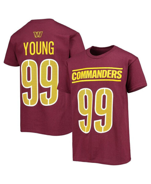Big Boys Chase Young Burgundy Washington Commanders Mainliner Player Name and Number T-shirt