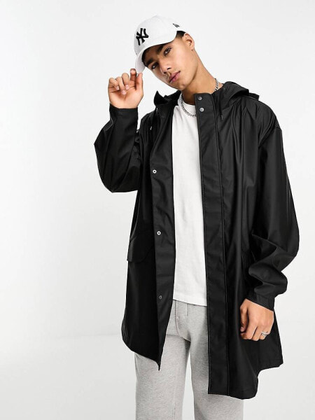 ASOS DESIGN rubberised rain jacket in black