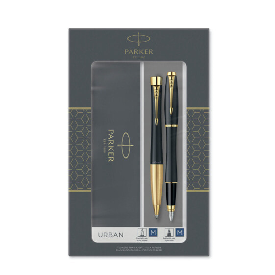 Шариковая ручка + перьевая ручка Parker 2093381 - Синий - Средний - 1 мм - Нержавеющая сталь - Черный - Золотой