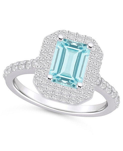 Aquamarine (1-3/8 ct. t.w.) and Diamond Halo Ring