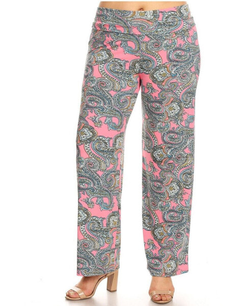 Plus Size Paisley Print Palazzo Pants