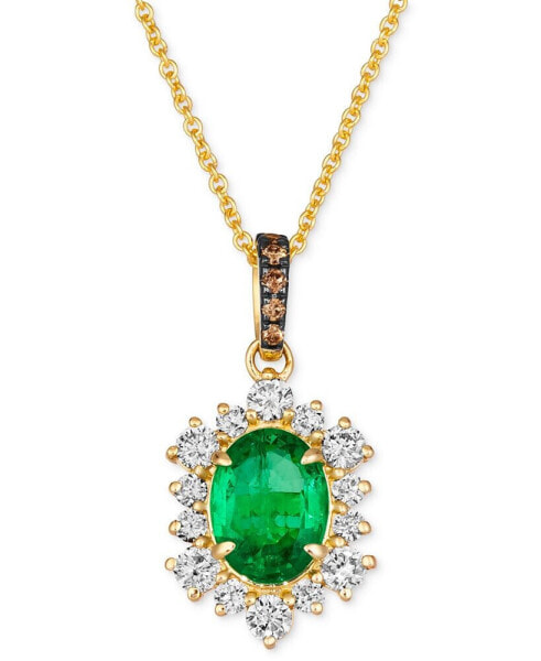 Le Vian costa Smeralda Emeralds (7/8 ct. t.w.) & Diamond (1/2 ct. t.w.) Halo Adjustable 20" Pendant Necklace in 14k Gold