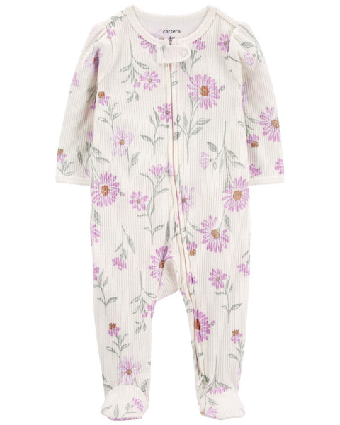 Baby Floral 2-Way Zip Thermal Sleep & Play Pajamas Preemie (Up to 6lbs)