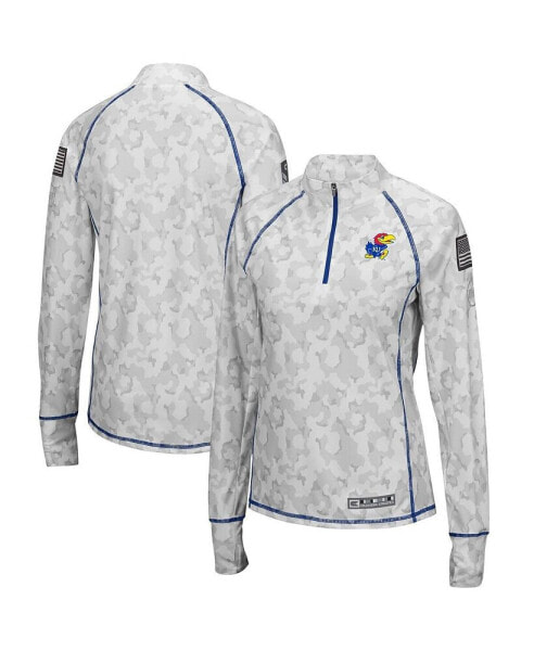 Women's Camo Kansas Jayhawks OHT Military-Inspired Appreciation Officer Arctic Lightweight Quarter-Zip Top