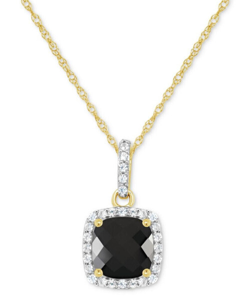 Macy's cultured Freshwater Pearl & Lab-Created White Sapphire (1/6 ct. t.w.) Halo 18" Pendant Necklace in 10k Gold (Also in Onyx)