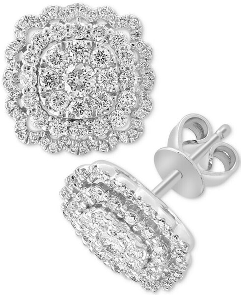EFFY® Diamond Cluster Stud Earrings (1-1/20 ct. t.w.) in 14k White Gold