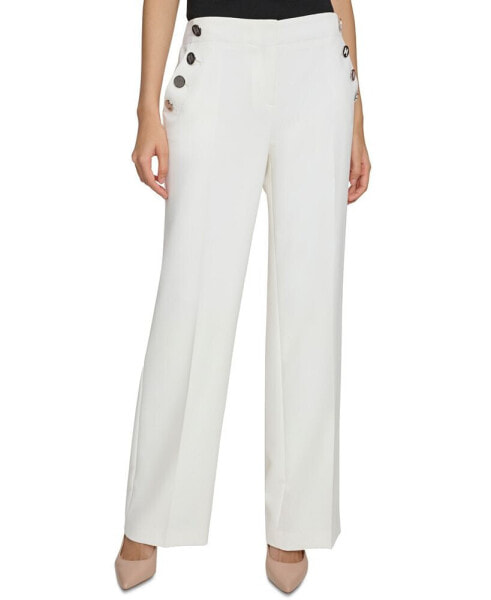 Women's Button-Pocket Wide-Leg Sailor Pants