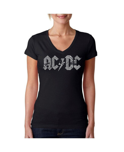 Women's AC/DC Word Art V-Neck T-Shirt
