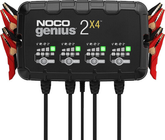 Noco GENIUS2X4, 8A (2A/Bank) Intelligent Charger, 6V and 12V Battery Charger, Trickle Charger, and Desulfator for Car, Motorcycle, Car, Truck, Boat, Scooter, Motor home and Caravan