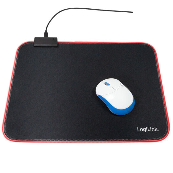 LogiLink ID0183 - Black - Monochromatic - Polyester - Rubber - USB powered - Various - Gaming mouse pad