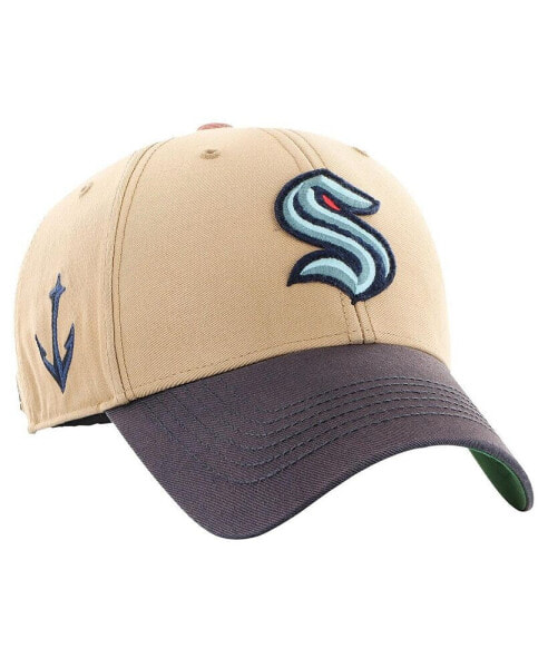 Men's Khaki, Deep Sea Blue Distressed Seattle Kraken Dusted Sedgwick MVP Adjustable Hat