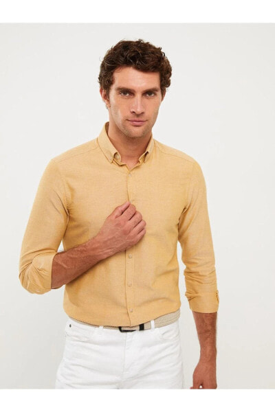 Рубашка LC WAIKIKI Basic Slim Fit с длинным рукавом Оксфорд для мужчин