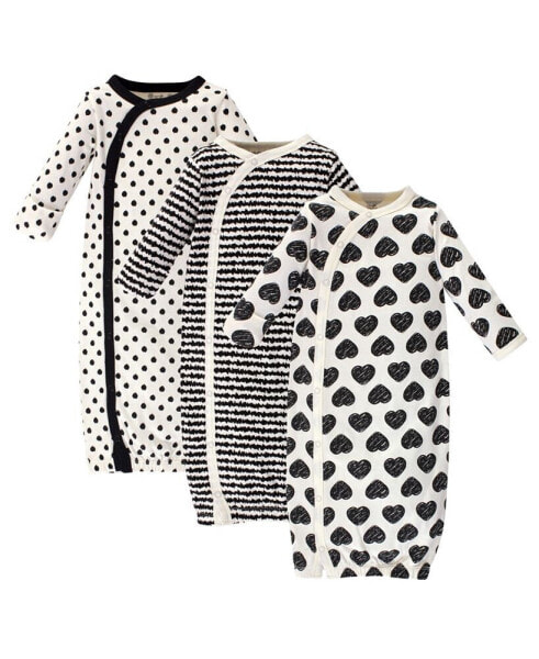 Baby Boys Baby Organic Cotton Side-Closure Snap Long-Sleeve Gowns 3pk, Heart