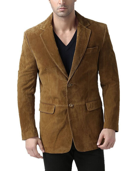 Men Cliff Classic Two-Button Suede Leather Blazer